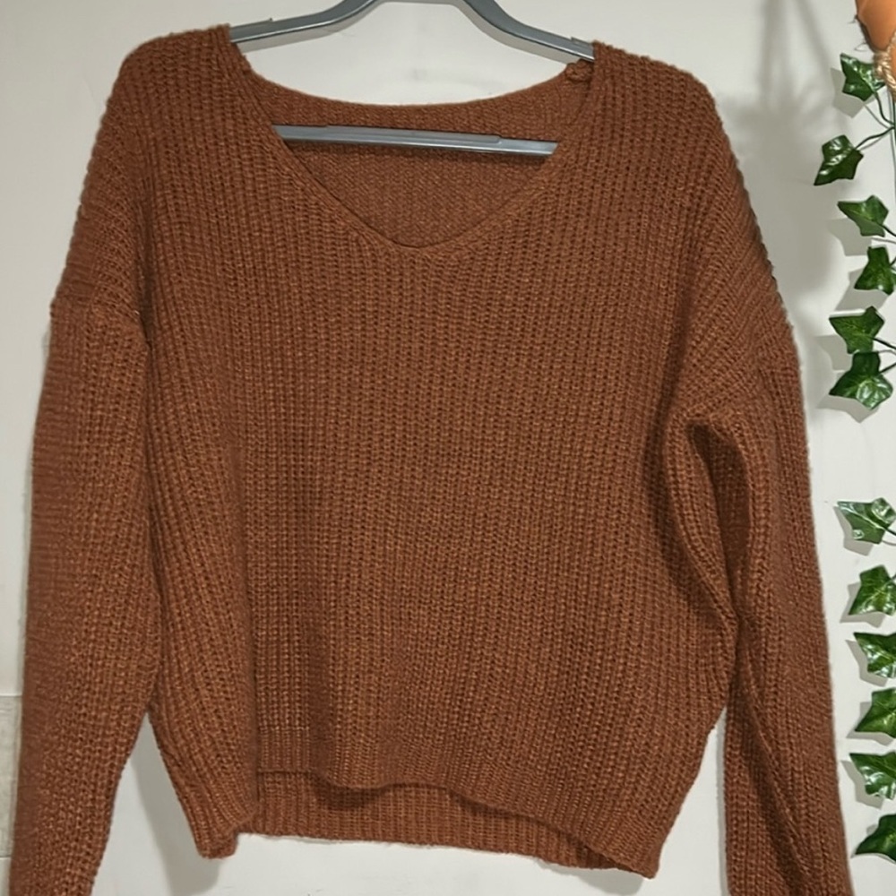 drop shoulder knitted sweater